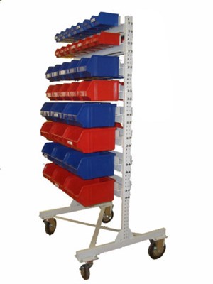 Мобильная стеллаж-стойка с складскими лотками Logic Store односторонняя - фото 11846