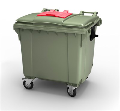 Пластиковый контейнер для мусора МК 1100 л. с опцией "крышка в крышке" (1375x1075x1369 мм) - фото 11978