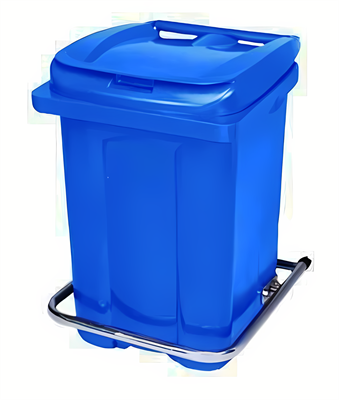 Синий пластиковый контейнер для мусора 60л с педалью (410х400х600 мм) - фото 12072