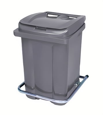Серый пластиковый контейнер для мусора 60л с педалью (410х400х600 мм) - фото 12075