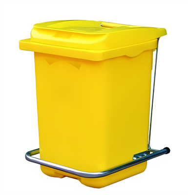 Жёлтый пластиковый контейнер для мусора 60л с педалью (410х400х600 мм) - фото 12076