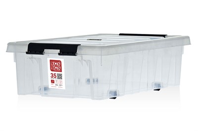 Пластиковый контейнер с крышкой на роликах Rox Box 35 л. (580x390x185 мм) - фото 12187
