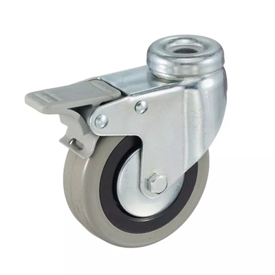 Колесо промышленное Tellure Rota 377104 поворотное с тормозом Tellure Rota (125 мм; 80 кг), серая немаркая резина / полипропилен 377104