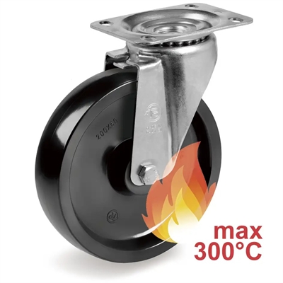 Колесо термостойкое до 300 °C Tellure Rota 677316 поворотное (200 мм; 300 кг), фенольное 677316