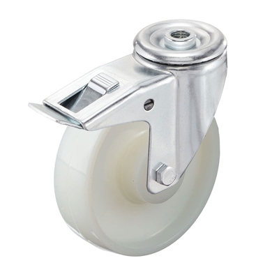 Колесо нейлоновое поворотное с тормозом Стелла-техник N45125PNYDB (125 мм; г/п 250 кг) N45125PNYDB