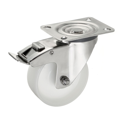 Колесо полиамидное поворотное с тормозом на НЕРЖАВЕЙКЕ Стелла-техник 5903-80 (80 мм; г/п 180 кг) 5903-80