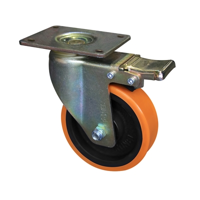 Колесо большегрузное полиуретановое поворотное с тормозом RONEL RN01 CPU 80 F RN01 CPU 80 F