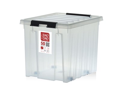 Пластиковый контейнер с крышкой на роликах Rox Box 50 л. (500x390x405 мм) - фото 6971