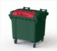 Пластиковый контейнер для мусора МК 1100 л. с опцией "крышка TwinLid" (1375x1079x1342 мм)