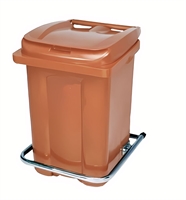 Коричневый пластиковый контейнер для мусора 60л с педалью (410х400х600 мм)
