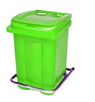 Салатовый пластиковый контейнер для мусора 60л с педалью (410х400х600 мм)