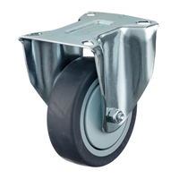 Колесо аппаратное неповоротное 100 мм Стелла-техник N48100TPRF нагрузка 100 кг, термопластичная серая резина, полипропилен N48100TPRF