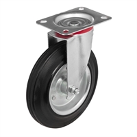 Колесо промышленное поворотное 200 мм Стелла-техник 4001-200, г/п 185 кг, резина, сталь 4001-200