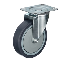 Колесо аппаратное поворотное 125 мм Стелла-техник N48125TPR нагрузка 140 кг, термопластичная серая резина, полипропилен N48125TPR