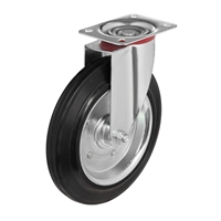 Колесо промышленное поворотное Стелла-техник 4001-250 диаметр 250 мм, г/п 210 кг, резина, сталь 4001-250
