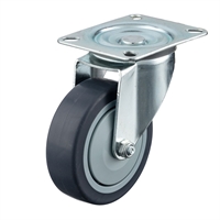 Колесо аппаратное поворотное 100 мм Стелла-техник N48100TPR нагрузка 100 кг, термопластичная серая резина, полипропилен N48100TPR