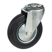 Колесо промышленное поворотное с отверстием под болт 12 мм Стелла-техник 4004-125 диаметр 125 мм, г/п 100 кг, резина, сталь 4004-125