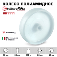 Колесо Tellure Rota 681111 под ось, Ø 80 мм, нагрузка 180 кг, полиамид 681111