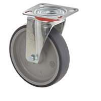 Колесо промышленное Tellure Rota 714201 поворотное 80 мм, нагрузка 70 кг, термопластичная серая резина, полипропилен 714201