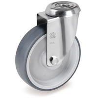 Колесо промышленное поворотное 100 мм Tellure Rota 716102 г/п 100 кг, термопластичная резина / полиуретан, подшипник скольжения 716102 г/п 100 кг