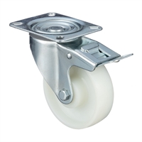 Колесо Стелла-техник N48100PNYB поворотное с тормозом, Ø 100 мм, полиамид, подшипник скольжения, г/п=250 кг N48100PNYB