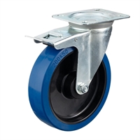 Колесо Стелла-техник N48200RBLB поворотное с тормозом, Ø 200 мм, полипропилен/эластичная резина, игольчатый подшипник, г/п=400 кг N48200RBLB