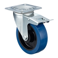 Колесо Стелла-техник N48160RBLB поворотное с тормозом, Ø 160 мм, полипропилен/эластичная резина, игольчатый подшипник, г/п=350 кг N48160RBLB