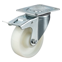 Колесо Стелла-техник N48080PNYB поворотное с тормозом, Ø 80 мм, полиамид, подшипник скольжения, г/п=160 кг N48080PNYB