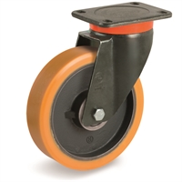 Колесо большегрузное полиуретановое поворотное 250 мм Tellure Rota 647857 нагрузка 1 500 кг, чугунное 647857