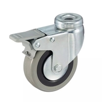 Колесо промышленное Tellure Rota 377104 поворотное с тормозом Tellure Rota (125 мм; 80 кг), серая немаркая резина / полипропилен 377104