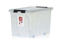 Пластиковый контейнер с крышкой на роликах Rox Box 70 л. (580x390x365 мм)