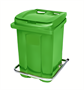 Зелёный пластиковый контейнер для мусора 60л с педалью (410х400х600 мм) - фото 12074
