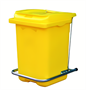 Жёлтый пластиковый контейнер для мусора 60л с педалью (410х400х600 мм) - фото 12076