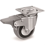 Колесо аппаратное Tellure Rota 378105 поворотное с тормозом, Ø 125 мм, нагрузка 80 кг, серая резина, полипропилен 378105
