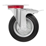 Колесо промышленное поворотное с тормозом Стелла-техник 4003-160 диаметр 160 мм, г/п 145 кг, резина, сталь 4003-160