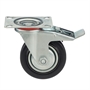 Колесо промышленное поворотное с тормозом Стелла-техник 4003-100 диаметр 100 мм, г/п 70 кг, резина, сталь 4003-100