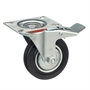 Колесо промышленное поворотное с тормозом Стелла-техник 4003-100 диаметр 100 мм, г/п 70 кг, резина, сталь 4003-100