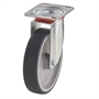 Колесо промышленное Tellure Rota 714202 поворотное 100 мм, нагрузка 100 кг, термопластичная серая резина, полипропилен 714202