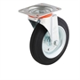 Колесо промышленное поворотное 200 мм Tellure Rota 535106 нагрузка 230 кг, черная резина, сталь 535106