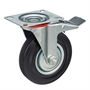 Колесо промышленное поворотное с тормозом Стелла-техник 4003-125 диаметр 125 мм, г/п 100 кг, резина, сталь 4003-125