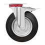 Колесо промышленное поворотное с тормозом Стелла-техник 4003-200 диаметр 200 мм, г/п 185 кг, резина, сталь 4003-200