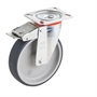 Колесо промышленное Tellure Rota 716602 поворотное с тормозом 100 мм, нагрузка 100 кг, термопластичная серая резина, полипропилен 716602