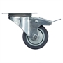Колесо аппаратное поворотное с тормозом 100 мм Стелла-техник N48100TPRB нагрузка 100 кг, термопластичная серая резина, полипропилен N48100TPRB