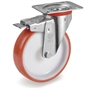 Колесо Tellure Rota 606603 поворотное с тормозом, Ø 125 мм, нагрузка 220 кг, полиуретан, полиамид 606603