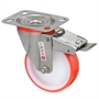 Колесо Tellure Rota 606702 поворотное с тормозом, Ø 100 мм, нагрузка 170 кг, полиуретан, полиамид, кронштейн из нержавеющей стали 606702