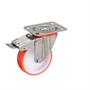 Колесо Tellure Rota 606702 поворотное с тормозом, Ø 100 мм, нагрузка 170 кг, полиуретан, полиамид, кронштейн из нержавеющей стали 606702