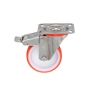 Колесо Tellure Rota 606702 поворотное с тормозом, Ø 100 мм, нагрузка 170 кг, полиуретан, полиамид, кронштейн из нержавеющей стали 606702