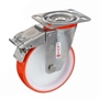 Колесо Tellure Rota 606703 поворотное с тормозом, Ø 125 мм, нагрузка 220 кг, полиуретан, полиамид, кронштейн из нержавеющей стали 606703