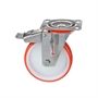 Колесо Tellure Rota 606703 поворотное с тормозом, Ø 125 мм, нагрузка 220 кг, полиуретан, полиамид, кронштейн из нержавеющей стали 606703