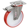 Колесо Tellure Rota 606704 поворотное с тормозом, Ø 150 мм, нагрузка 220 кг, полиуретан, полиамид, кронштейн из нержавеющей стали 606704